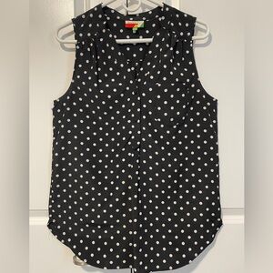 Fevour Sleeveless Black and White polka Dot Blouse size M